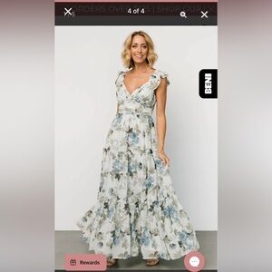 Baltic Born Blue and Cream Floral Maxi Dress